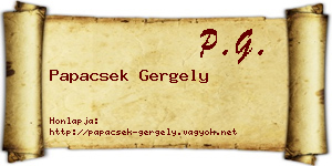 Papacsek Gergely névjegykártya